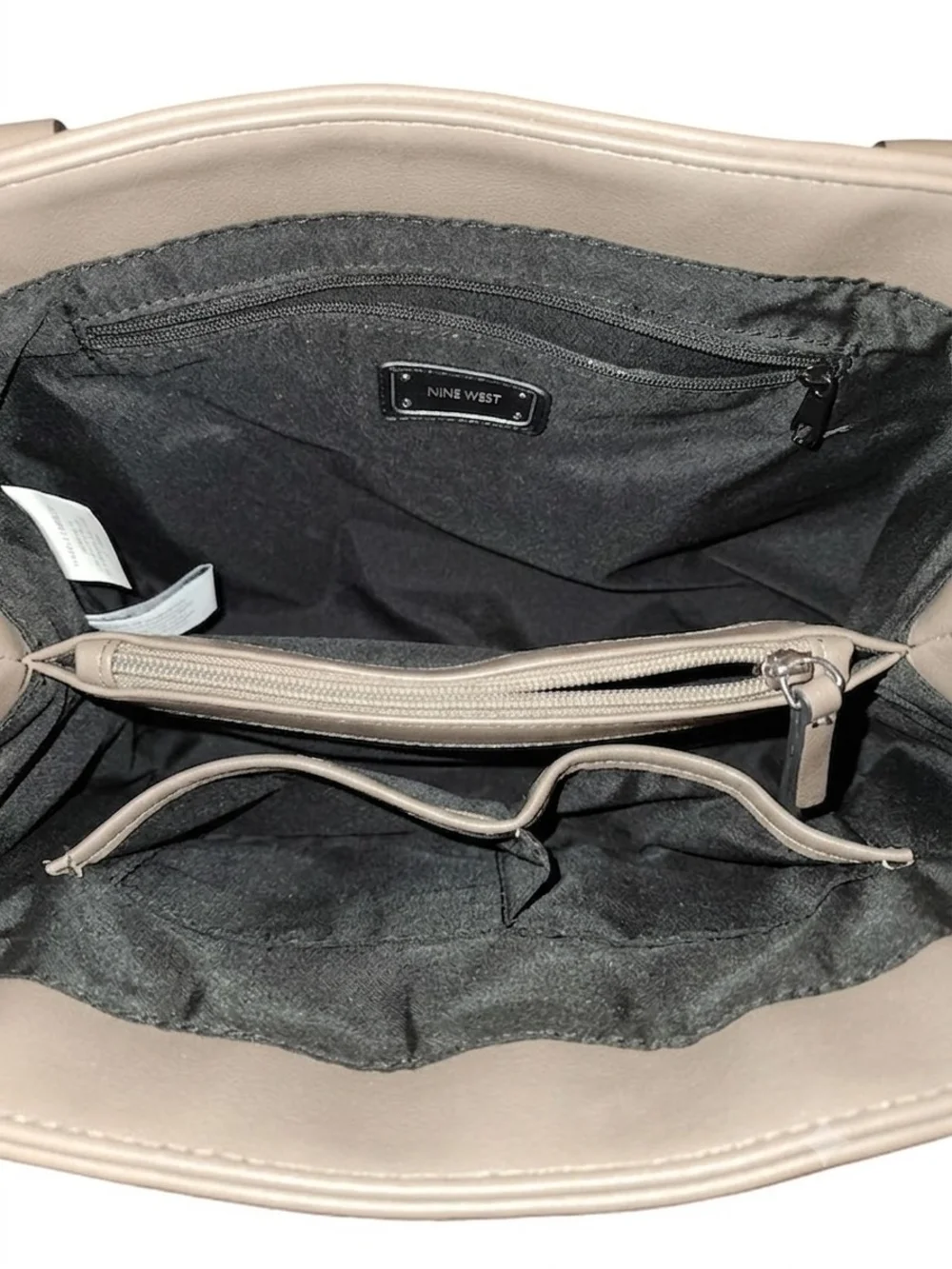 Nine West Gray Quilted Satchel Shoulder Bag Chevron Diamond Top Handle Purse